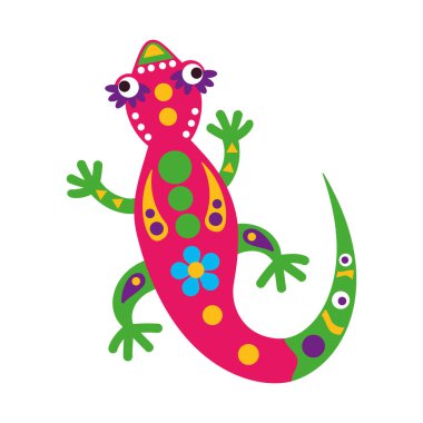 Meksika alebrije gecko illüstrasyon vektörü