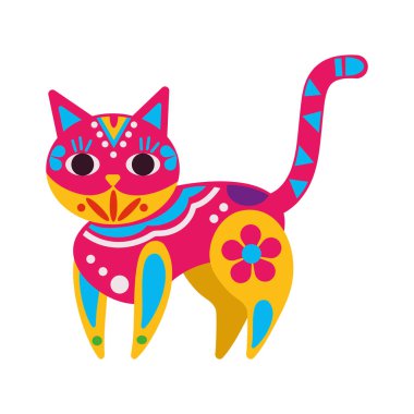 Mexico alebrije kedi illüstrasyon vektörü