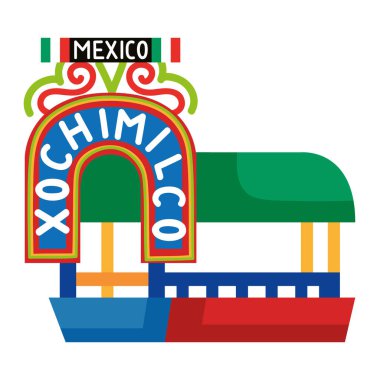 Meksika xochimilco trajinera illüstrasyonu izole edildi