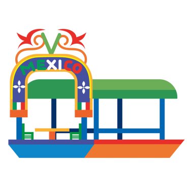 Meksika xochimilco trajinera çizim tasarımı