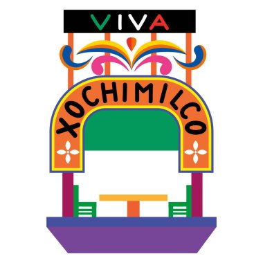 Meksika xochimilco trajinera tasarım illüstrasyonu
