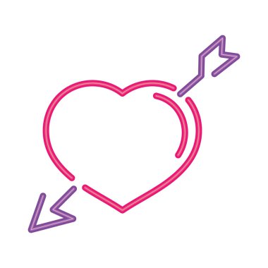 neon şekilli kalp çizimi izole edildi