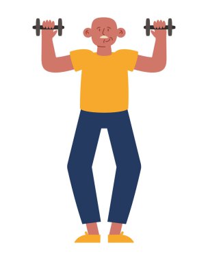 Dambıl vektörü izole edilmiş yaşlı kişi