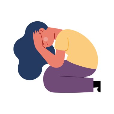 Depresyon tasarım vektörü olan kadın izole