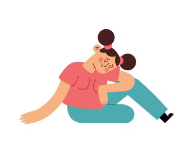 Depresyon illüstrasyon vektörü olan kız izole