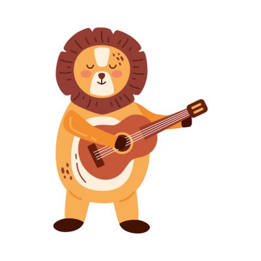 Gitar çalan aslan vektörü izole edildi