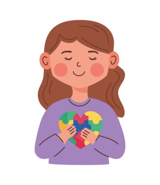 Bulmacasız vektörü olan asperger kız izole edildi