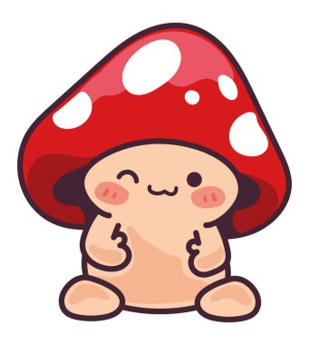 Sonbahar kawaii mantar gülen vektör izole