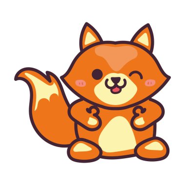 Sonbahar kawaii tilki vektörü izole edildi