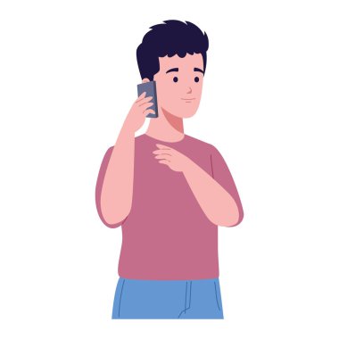 akıllı telefon adam illüstrasyon tasarımı kullanılarak