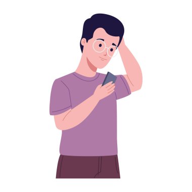 akıllı telefon adam illüstrasyon tasarımı kullanarak