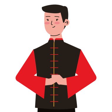 Çinli yetişkin adam illüstrasyonu izole edildi