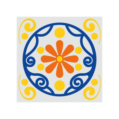 Meksika Talavera poblana süslemesi izole edilmiş.