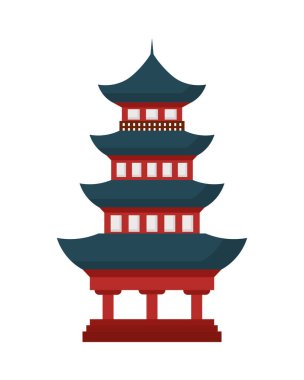 Japon pagodası geleneksel illüstrasyon izole edildi