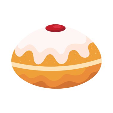 Yahudi sufganiyot pasta çizimi izole edildi