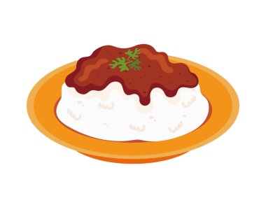 Afrika yemekleri pirinç illüstrasyonu izole edilmiş.