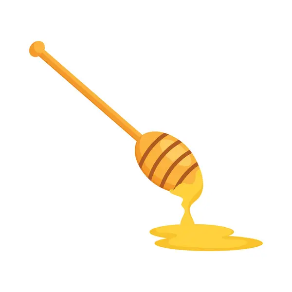 Honey Spoon Pouring Illustration Isolated — Stock Vector