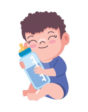 Şişeyle izole edilmiş resimli bebek