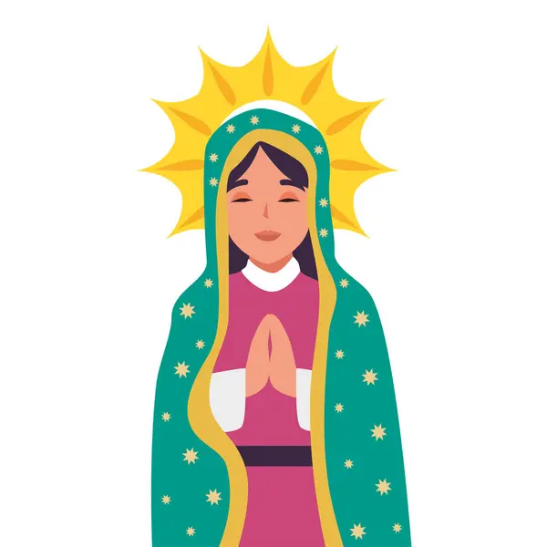 Virgen Guadalupe Holy Illustration — Stock Vector