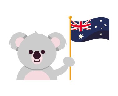 Bayrak illüstrasyonlu Avustralya günü koalası