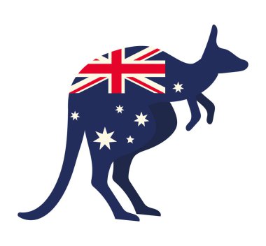 Kanguru illüstrasyon tasarımında Avustralya bayrağı