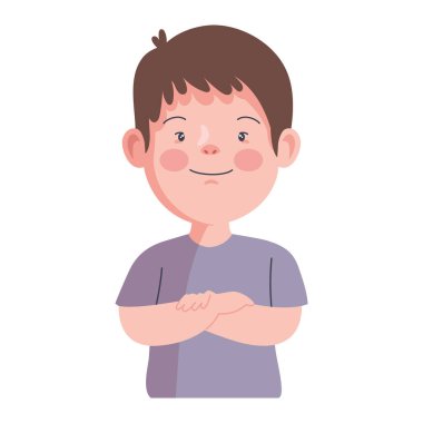 Down sendromlu çocuk mutlu çizimler izole edildi.