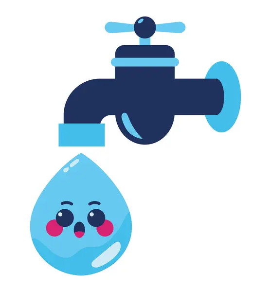 Water Day Drop Faucet Cartoon Illustration — Stock Vector
