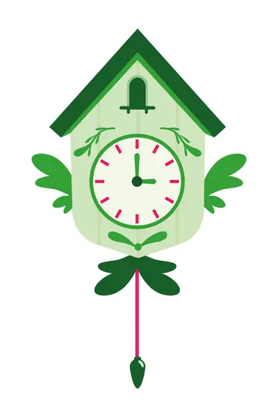 Немецкая Кукушка Часы Зеленые Иллюстрации — стоковый вектор