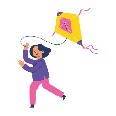 Makar, uçurtma vektörlü kızı izole etti.