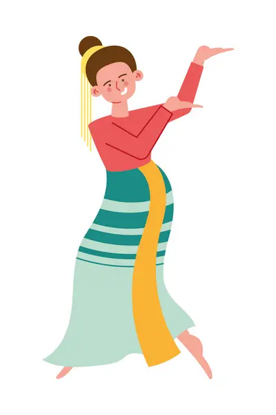 Myanmar Traditionele Danser Illustratie Vector Geïsoleerd — Stockvector