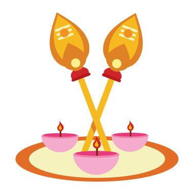 thaipusam dekorasyon ve mum vektörü izole