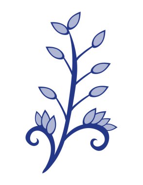 Çin porseleni mavi bitki vektörü izole edildi