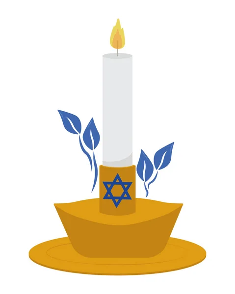 孤立的以色列和平蜡烛图解 — 图库矢量图片