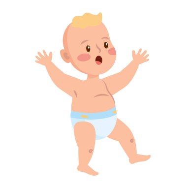 Bebek bezi tasarımı çizimi yapan bebek.