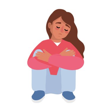 otistik kız karakter çizimi izole edildi