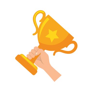 hand holding trophy winner illustration isolated clipart