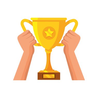 El ele tutuşan kupa resmi izole edilmiş.