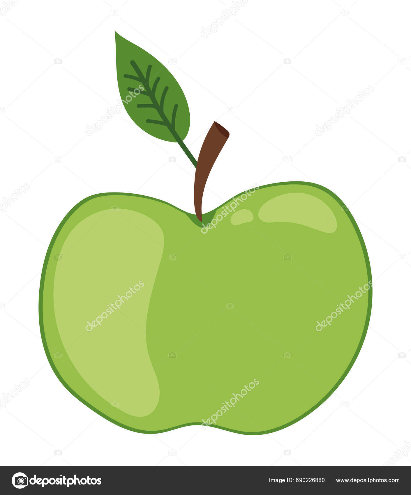 Green Apple Ilustration Vector Isolated Stock Vector by ??yupiramos