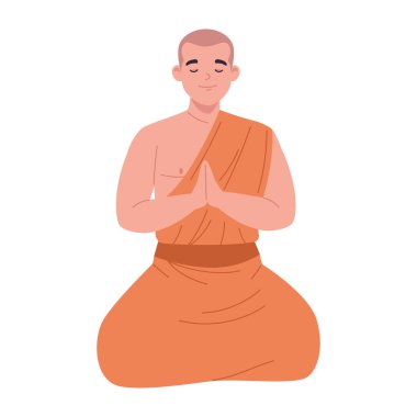 Budist keşiş ruhani illüstrasyon izole edildi