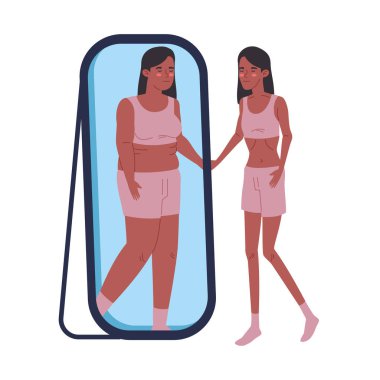 Anoreksik kadın hastalığı illüstrasyonu izole edildi