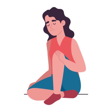 Sosyal anksiyete bozukluğu olan kadın resimde oturuyor