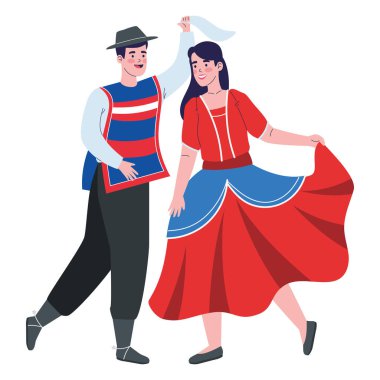 Şili Cueca dansçıları izole edilmiş