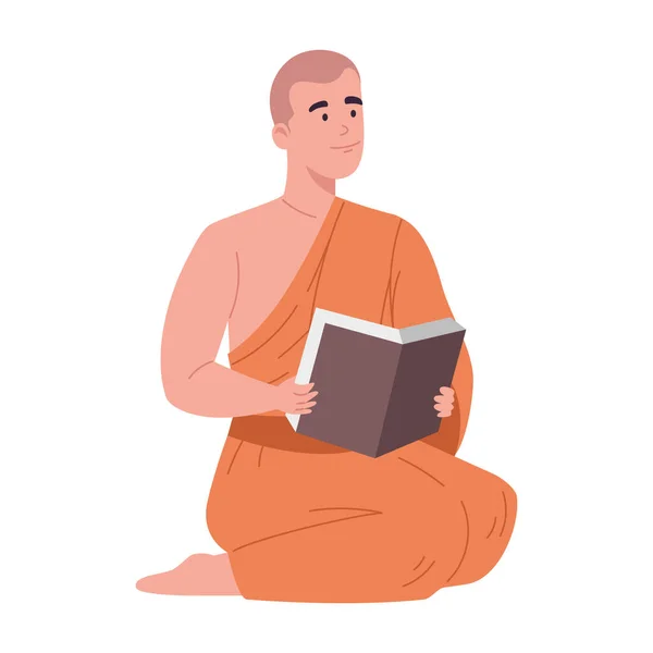 Buddhist Monk Pray Illustration Isolated — Stock Vector