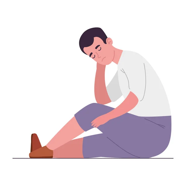 Social Anxiety Disorder Man Sitting Illustration — Stock Vector