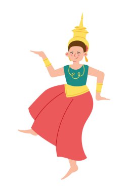 Myanmar kadın dansçı tasarım vektörü izole edildi