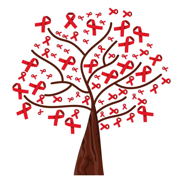 AIDS gün kurdeleleri ağaç vektörü izole