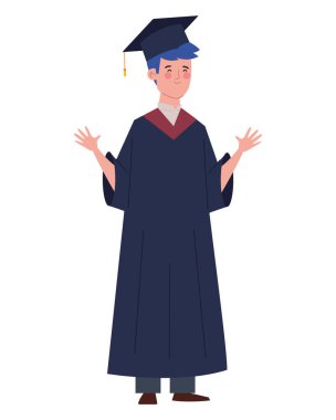 mezuniyet etkinliği erkek öğrenci illüstrasyonu