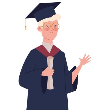 Mezuniyet etkinliği öğrencisi mutlu illüstrasyon