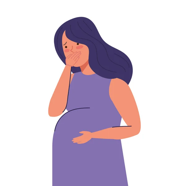 Nauseous Pregnant Woman Illustration Isolated — Stock Vector