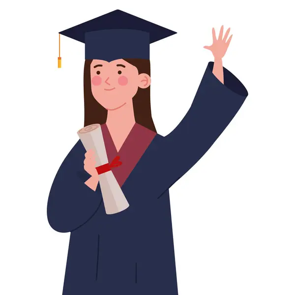 Graduación Evento Estudiante Con Ilustración Diploma — Vector de stock